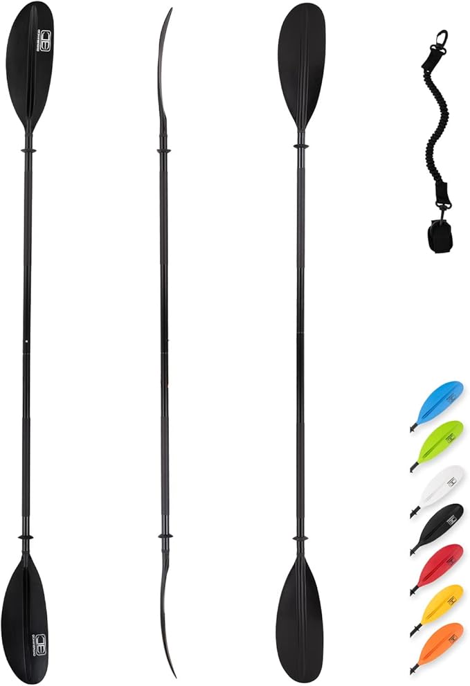 OCEANBROAD Kayak Paddle 86in/218cm, 90.5in/230cm, 95in/241cm Alloy Shaft Kayaking Boating Canoeing Oar with Paddle Leash-StrideForce Fitness