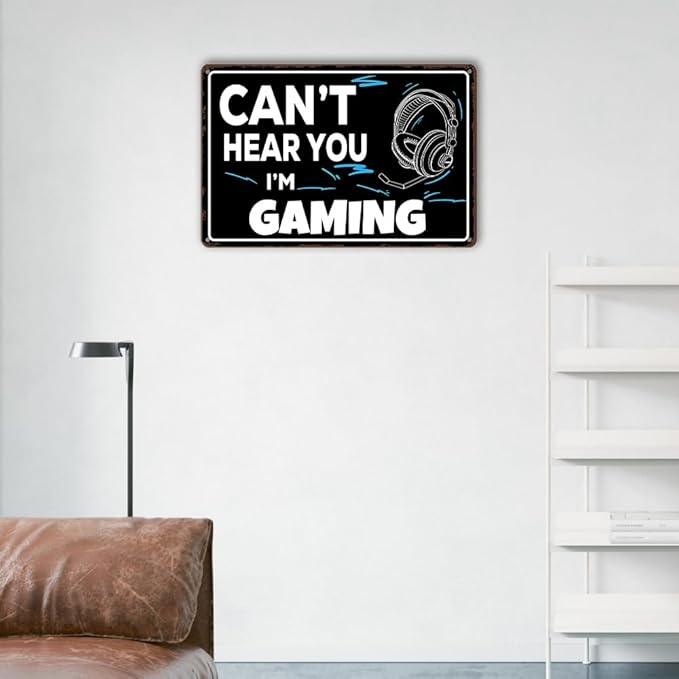 Game Room Sign Gamer Room Wall Decor Can't Hear You, I'm Gaming Signs Funny Gamer Tin Sign Gaming Decor For Boys Bedroom Teen Boy Room Decor Gaming Posters Gifts 8x12 Inches-StrideForce Fitness