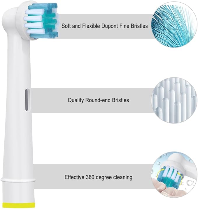 Toothbrush Replacement Heads Refills for Oral B - Precision Clean Brush Head for Gentle & Effective Cleaning and Optimal Dental Care, by DeBizz (12)