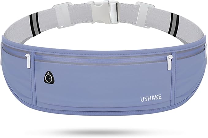 USHAKE Slim Running Belt, Workout Fanny Pack for Men Women,Exercise Waist Pack for Apple iPhone Holder, Runner Belt for Running Walking Cycling Camping Gym Dark Blue-StrideForce Fitness