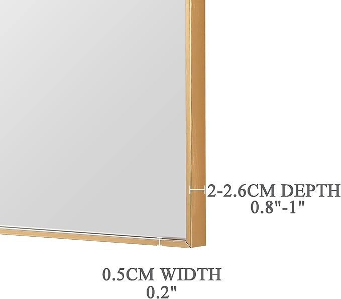 30x30 Inch Orange Gold Bathroom Mirror for Wall, Aluminum Frame Rectangle Rectangular Vanity Mirror, Modern Large for Bedroom, Living Room, Horizontal or Vertical-StrideForce Fitness