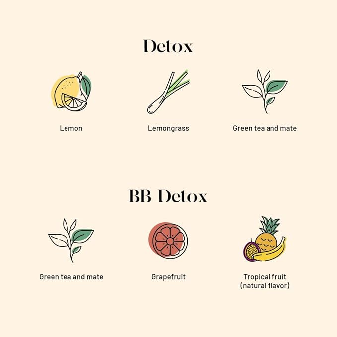 Kusmi Tea - BB Detox + Detox - Set of 2 boxes - 2 Green Tea, Mate, Herbal and Lemon and Grapefruit Flavored Blends - To be enjoyed Hot or as Iced Tea - 2x20 Tea Bags-StrideForce Fitness