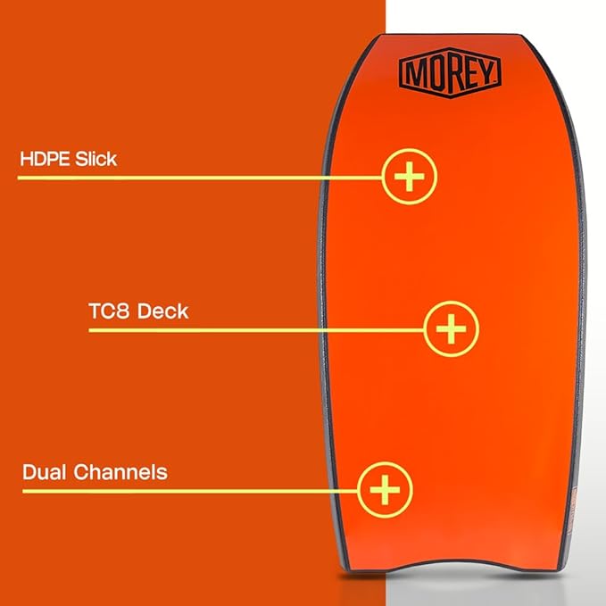 MOREY® Mach 7, Pro Bodyboard; Body Boards for Beach, Embedded Rod for Durability, Engineered with HDPE Slick Bottom for Speed (2025 Model)-StrideForce Fitness