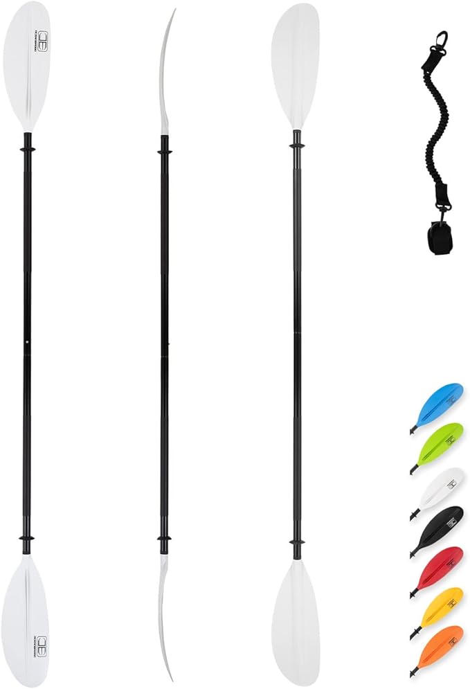 OCEANBROAD Kayak Paddle 86in/218cm, 90.5in/230cm, 95in/241cm Alloy Shaft Kayaking Boating Canoeing Oar with Paddle Leash-StrideForce Fitness