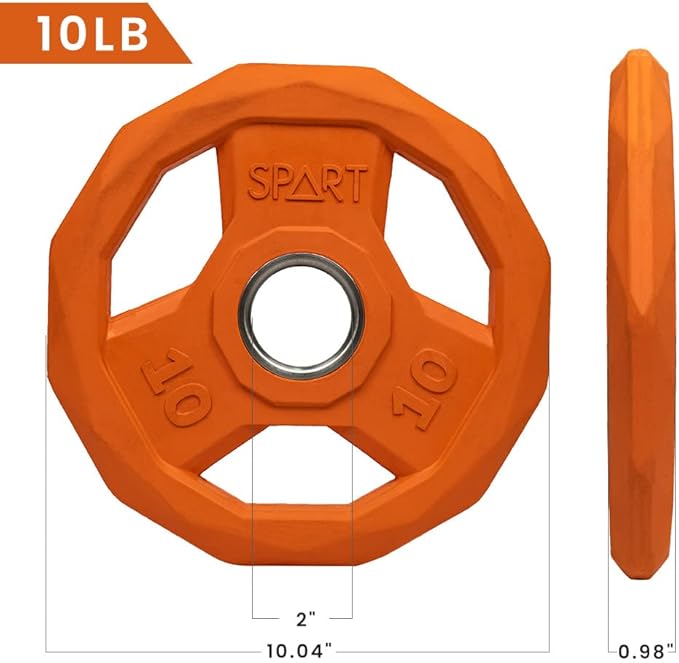 SPART Color Coded Weight Plate 2-Inch Rubber Coated Olympic Grip Plate for Barbell, Solid Cast Iron Weight Plates for Strength Training, Weightlifting, Crossfit, Home Gym, 2.5LB/5LB/10LB/25LB/35LB/45LB, Pair-StrideForce Fitness