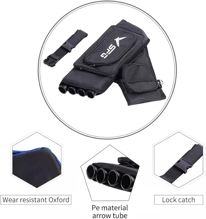 SOPOGER Archery Hip Quiver for Arrows - 3 or 4 Tube Bow Belt Quiver Waist Hanged for Youth Teens Adults Compound Bow Recurve Bow Target Shooting-StrideForce Fitness