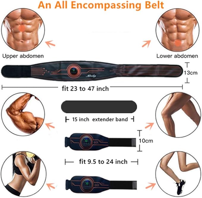 Abs Stimulator Muscle Training Fitness Workout Equipment Ab Core Toner Belt for Abdominal/Arm/Leg Full Set Fit 23''-60'' man and woman-StrideForce Fitness