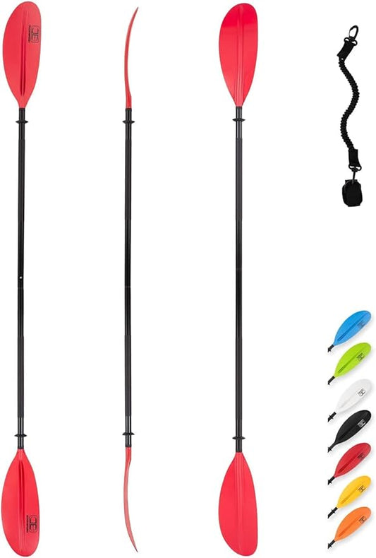 OCEANBROAD Kayak Paddle 86in/218cm, 90.5in/230cm, 95in/241cm Alloy Shaft Kayaking Boating Canoeing Oar with Paddle Leash-StrideForce Fitness
