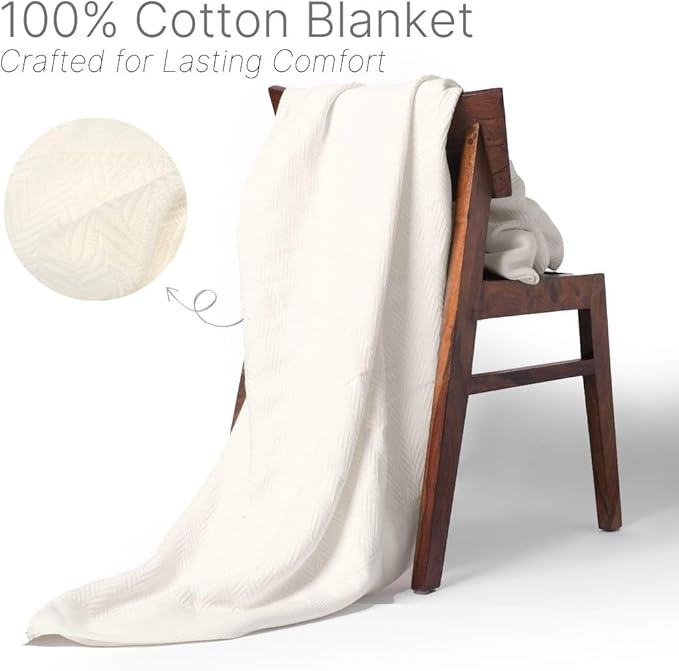 100% Cotton Herringbone Weave Blankets, 108" X 90" King, Throw Blanket for Bed, All Season Cotton Blanket, Cozy Blanket,Throws & Bed Blanket, Throw Blanket for Couch, Modern Home Decor -Tusk-StrideForce Fitness