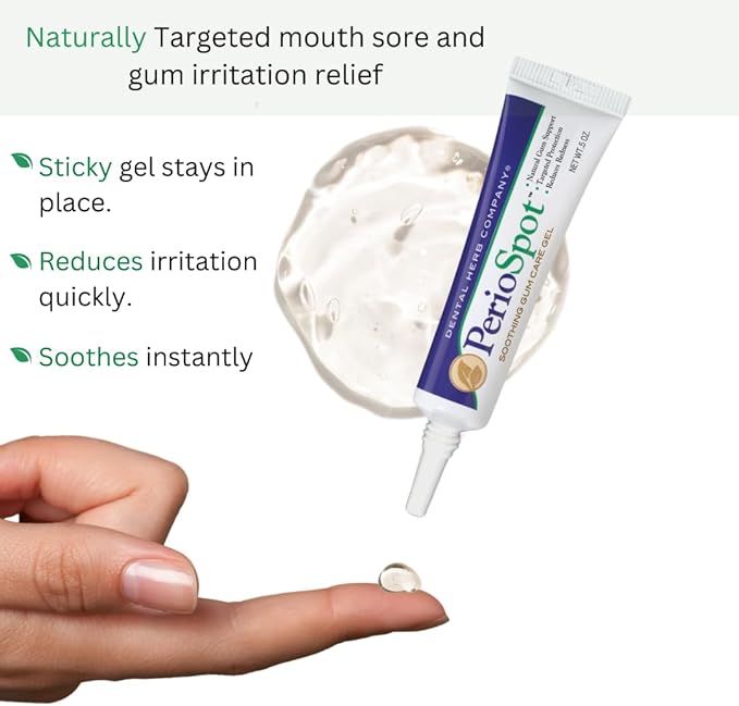 Dental Herb Company - PerioSpot Mouth Sore and Gum Care Gel - Soothes and relieves discomfort from Canker sores and Gum Irritation (.5 oz.)