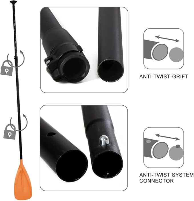 SUP Paddle - 3-Piece Adjustable Aluminium SUP Paddle with Glass Fiber Blade for Surfing, Floating, Water Sports-StrideForce Fitness