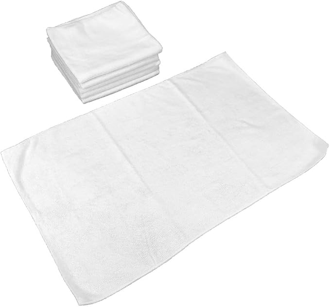 Arkwright Microfiber Gym Towel - Bulk Case of 180 - Super Soft, Quick Dry Workout Sweat Towels, 300 GSM Lightweight & Absorbent for Sports, Working Out, Yoga, and Spa, 16 x 27 in, White-StrideForce Fitness