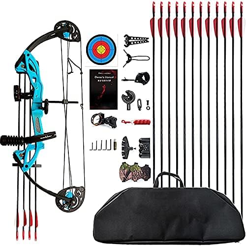 Compound Bow Archery for Youth and Beginner, Right Handed,19”-28” Draw Length,15-29 Lbs Draw Weight, 260 fps-StrideForce Fitness