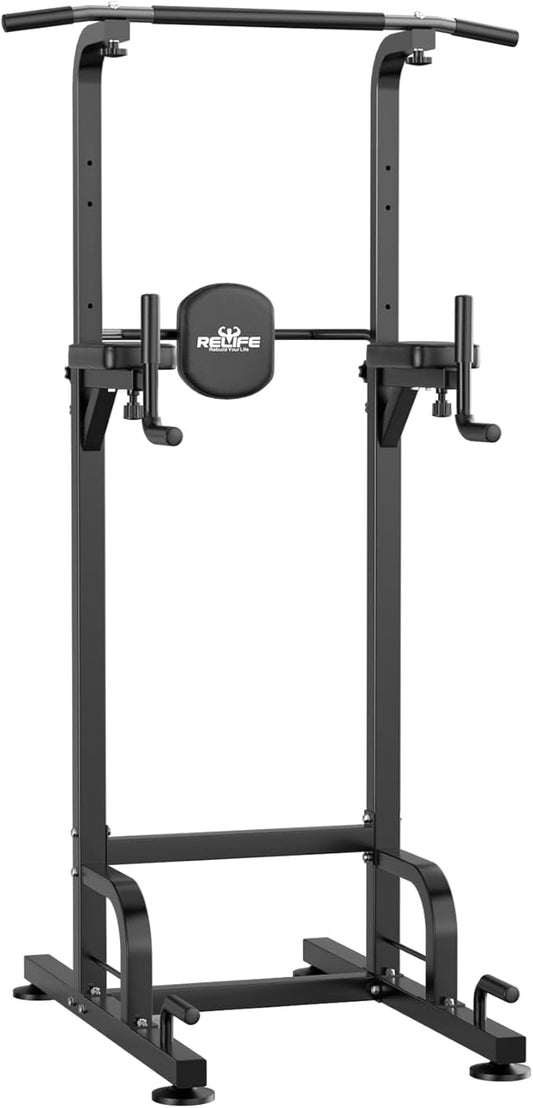 RELIFE REBUILD YOUR LIFE Power Tower Pull Up Bar Station Workout Dip Station for Home Gym Strength Training Fitness Equipment-StrideForce Fitness