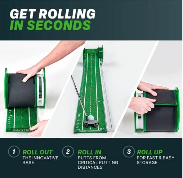 Perfect Practice Golf Putting Mat - Portable Putting Green, Indoor & Outdoor Practice, with Ball Return - Golf Training Aid for Home, Office, Backyard - Golfing Gifts for Men-StrideForce Fitness