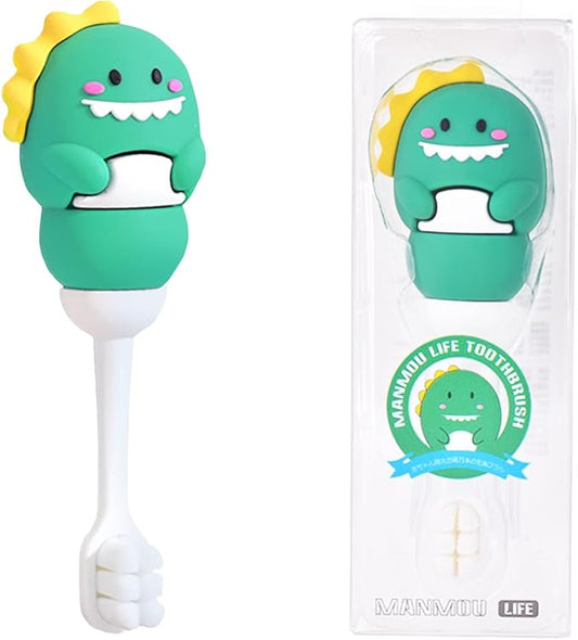 Toddler Toothbrush with Tongue Cleaner, Extra Soft Bristles for Kids 1-6，BPA-Free Baby Toothbrush with Ergonomic Grip & Non-Slip Handle， Kid Toothbrush for Gentle Care & Safe Brushing (Green, 1 Count)