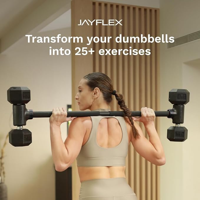 Jayflex Hyperbell Dumbbell Converter - Convert Dumbbells to Barbell Set and Kettlebell for Home Fitness - Adjustable & Up to 200 lb Capacity Weight Barbell for Weight Lifting-StrideForce Fitness