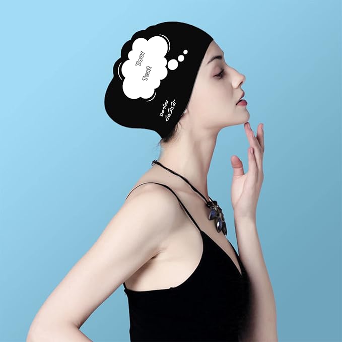 Custom Swim Cap with Photo Personalized Silicone Swim Cap for Men and Women Swimming Customized Swimmers Cap for Short and Medium Length Hair-StrideForce Fitness