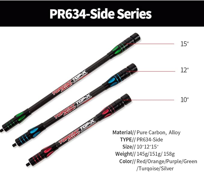 10 Inch 12 Inch 15 Inch Archery Bow Stabilizer Balance Bar Rod Side Rod Carbon Fiber Stabilizer Dampen Weight for Compound Bow Recurve Bow Accessory-StrideForce Fitness