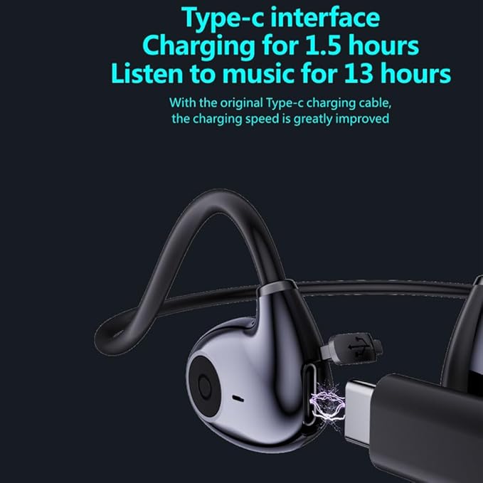 IHAO Air Conduction Wireless Bluetooth Headphones-Open-Ear Design Lightweight & Pain-Free Sweatproof Sport Headphones with Mic Earphone Ideal for Running Cycling and Sports-F805 Black-StrideForce Fitness