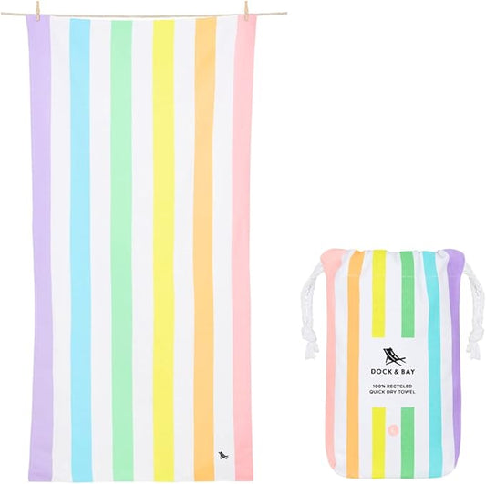 Dock & Bay Beach Towel - Quick Dry, Sand Free - Compact, Lightweight - 100% Recycled - Includes Bag - Summer - Unicorn Waves - Extra Large (200x90cm, 78x35)-StrideForce Fitness