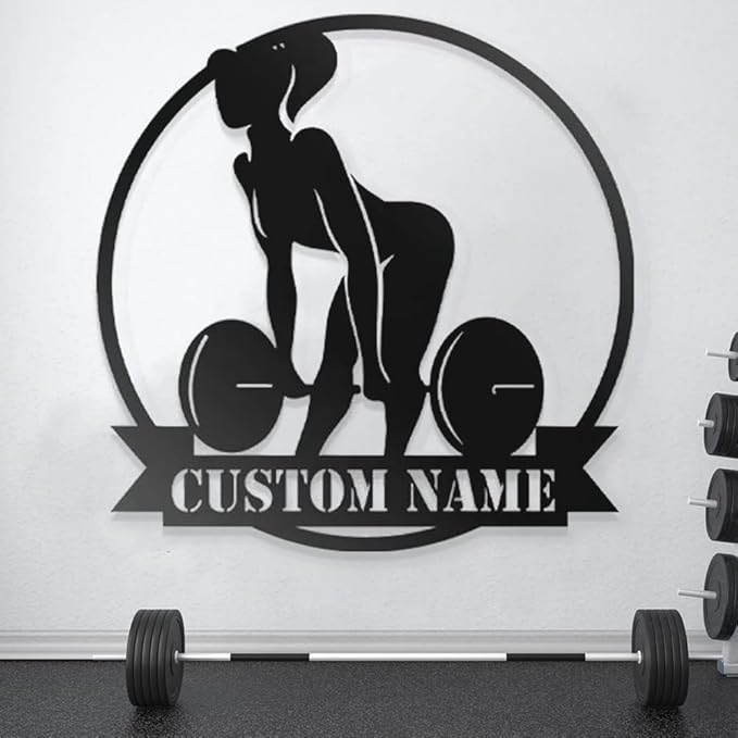Personalized Custom Name Gym Metal Sign for Home Workout Room, Fitness Garage Center Motivational Decor, Powerlifting Wall Art Gift for Women, Men, Dad, Papa, Grandpa, Mother, Sister, Girls-StrideForce Fitness