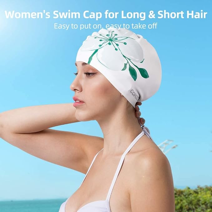 COPOZZ Stylish Silicone Swim Cap for Women – Comfortable, Durable, and Hair-Protecting Design-StrideForce Fitness