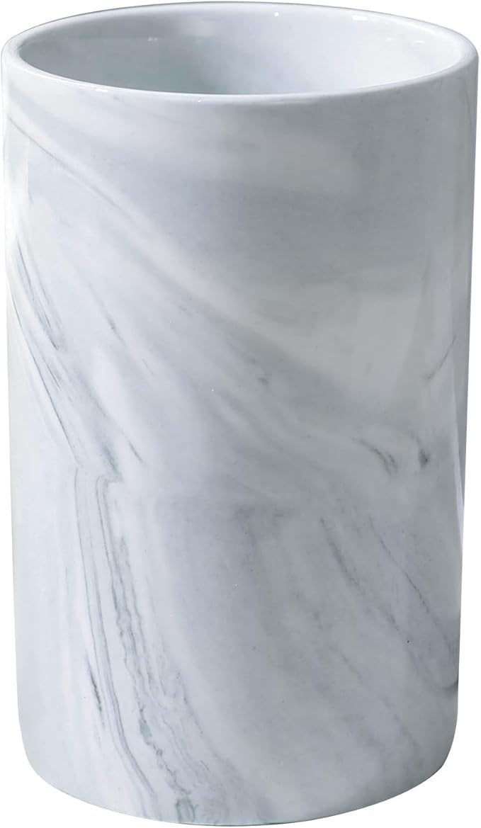 Kelake Ceramic Rustic Gray Marble Bathroom Tumbler Cup for Mouthwash Rinsing Toothbrush and Toothpaste Holder Stand Cups 280 ml Porcelain Milk Drinking Cups for Christmas Birthday