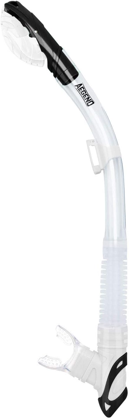 Aegend Dry Snorkel, Dive Mask Easy-Breath Free Diving Snorkel for Snorkeling Scuba Diving Freediving Swimming, with Top Dry Valve and Food-Grade Silicone Mouthpiece-StrideForce Fitness