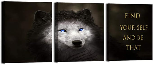 3 Panels Wolf Picture Motivational Wall Art Inspirational Canvas Painting Pictures Modern Entrepreneur Quotes Posters Prints Artwork for Home Office Decor House Decorations Class Room School to Hang-StrideForce Fitness
