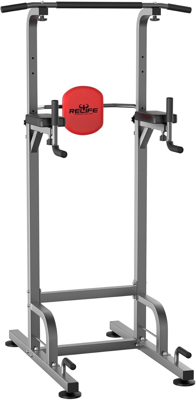 RELIFE REBUILD YOUR LIFE Power Tower Pull Up Bar Station Workout Dip Station for Home Gym Strength Training Fitness Equipment-StrideForce Fitness