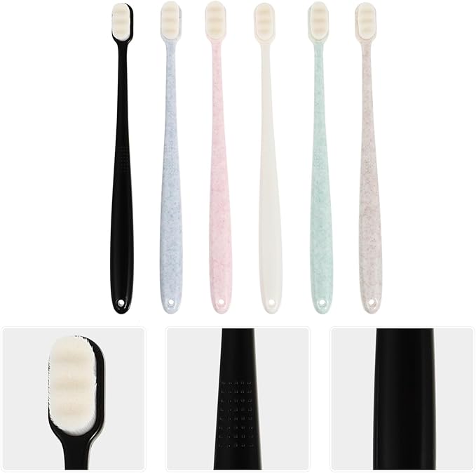 Luxshiny 6pcs Soft Bristle Toothbrushes with Ergonomic Anti-Slip Handle Deep Clean for Sensitive Gums Oral Care Supplies for Travel and Home Use