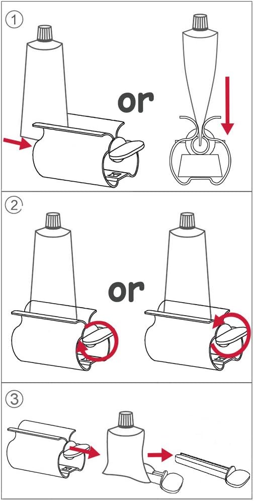 XYKEEY Toothpaste Tube Squeezer - Set of 2 Toothpaste Squeezer Rollers, Metal Toothpaste Tube Wringer Seat Holder Stand (Matt Black)