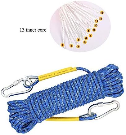 X XBEN Outdoor Climbing Rope 10M(32ft) 20M(64ft) 30M(96ft) 50M(160ft) 70M(230ft) 152M(500FT) 352M(1000FT) Static Rock Climbing Rope for Escape Rope Ice Climbing Equipment Fire Rescue Parachute-StrideForce Fitness