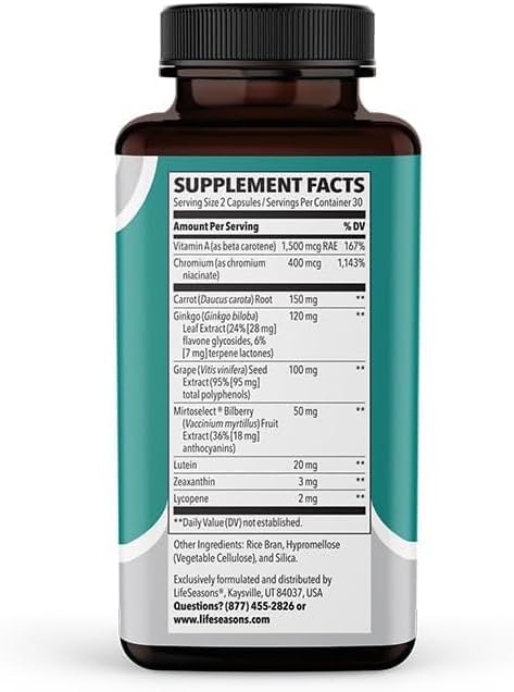 Visibili-T - Vitamin Supplement for Eye Health & Vision Support - Carrot Root, Chromium, Bilberry, Ginkgo Biloba, Grape Seed Extract, Lycopene, Vitamin A, Lutein & Zeaxanthin - 60 Capsules (Pack of 2)-StrideForce Fitness