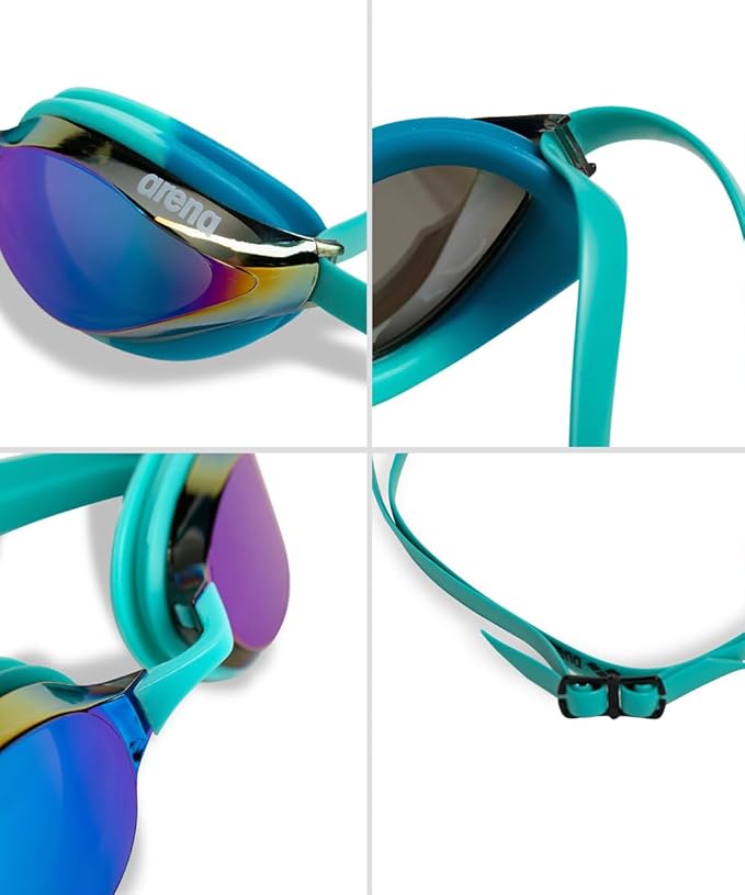 ARENA Unisex Python Racing Swim Goggles for Men and Women Anti-Fog No Leak Max Comfort Dual Strap, Mirror/Non-Mirror Lens-StrideForce Fitness