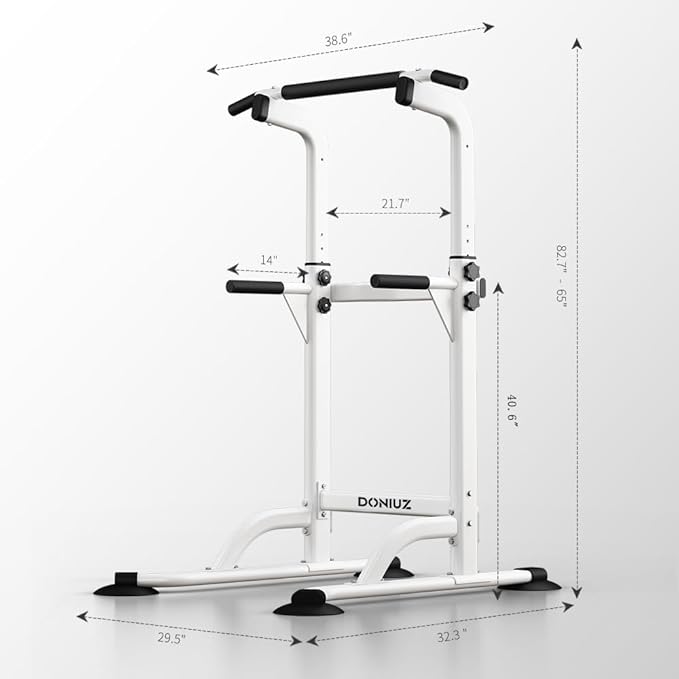Power Tower Pull Up Bar and Dip Station, Multi-Function Home Gym, Strength Training Fitness Equipment, Height Adjustable-StrideForce Fitness