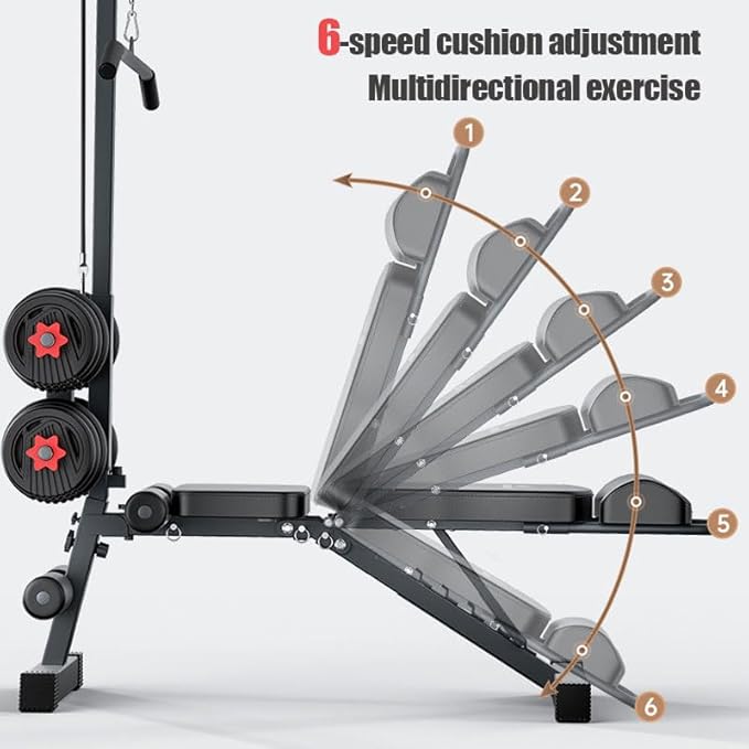 12-in-1 Multi-Functional Home Gym Workout Bench–High/Low Pulley System, Sit-Up Bench, LAT Pull-Down,Leg Developer,Adjustable Strength Training Equipment for Full-Body Fitness-StrideForce Fitness