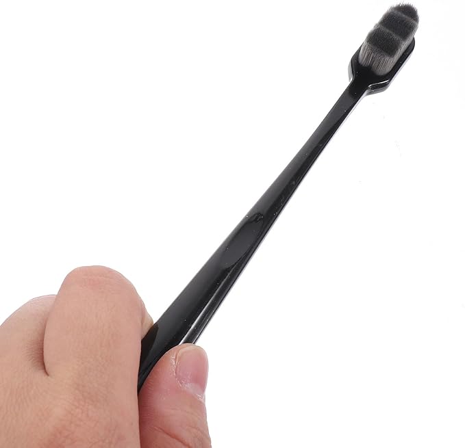 Soft Bristle Toothbrushes for Adults 4pcs Manual Small Travel Toothbrushes Black Curved Handle Ultra-Fine Bristles for Sensitive Teeth and Gum Care Random Color Random Color