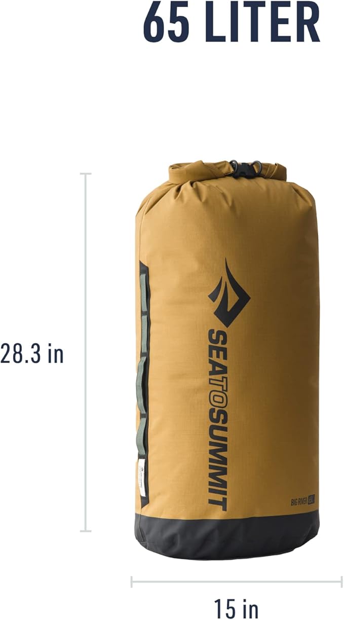 Sea to Summit Big River Dry Bag, Heavy-Duty Dry Storage, 65 Liter, Gold Brown-StrideForce Fitness