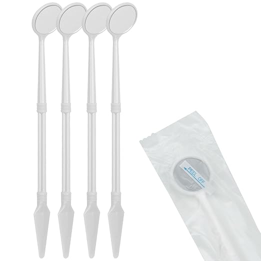 100 PCs Dental Grade Disposable Dental Mouth Mirrors with Spatula Handle by Omnia ONE | Fog-Free, Dual-Purpose Design – Clear Visibility & Tongue Retraction – Ideal for Exams & Procedures