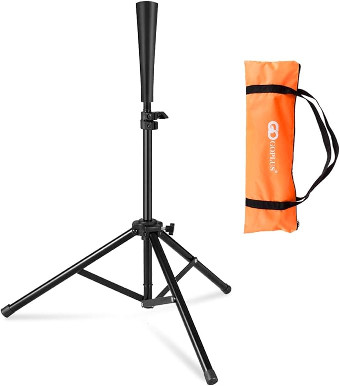 Goplus Batting Tee, Adjustable Baseball Softball Tripod for Batting Training Practice with Carrying Bag-StrideForce Fitness