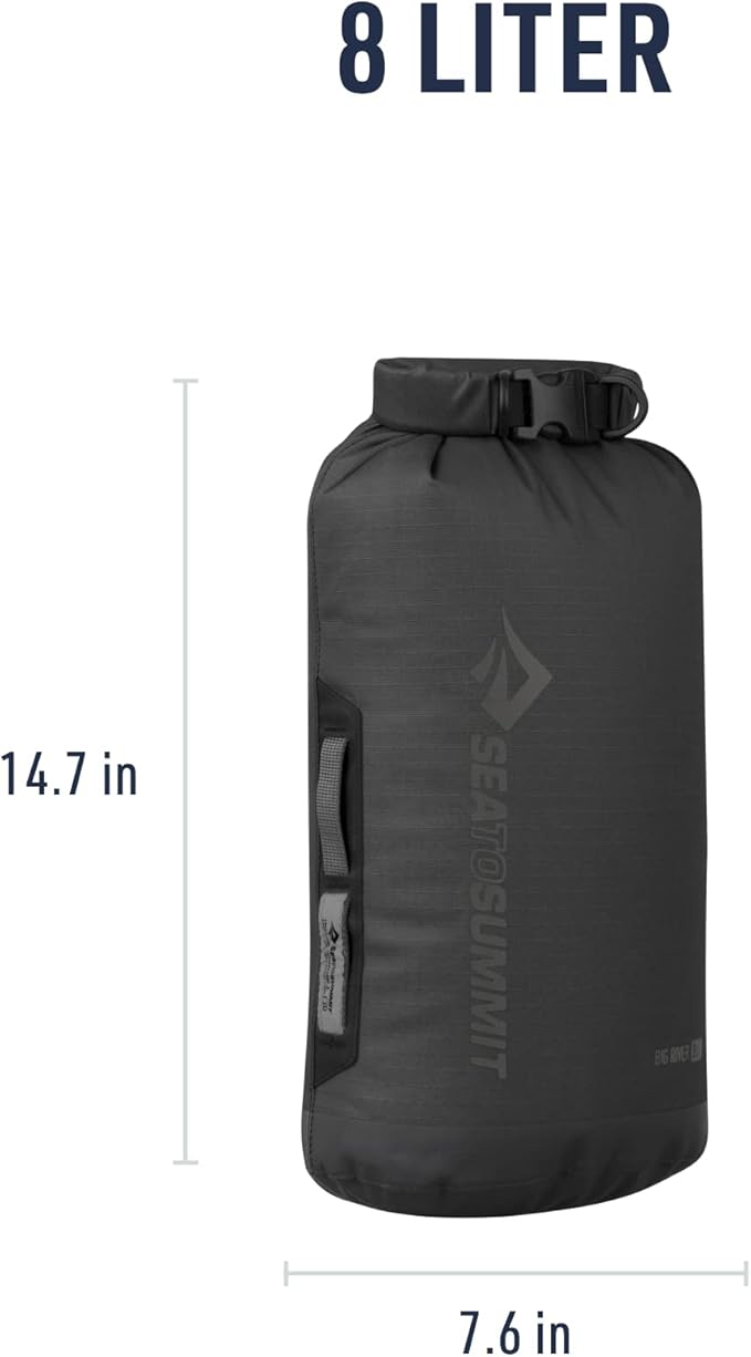 Sea to Summit Big River Dry Bag, Heavy-Duty Dry Storage, 8 Liter, Jet Black-StrideForce Fitness