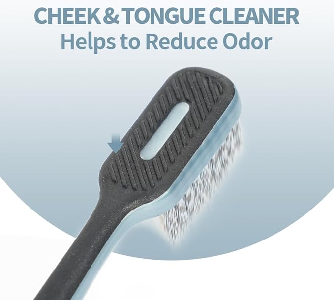 Firm Toothbrush for Adult, Manual Wider Head Tooth Brush with Tongue and Cheek Cleaner, Hard Bristles, 4 Count, More Efficient and Deeper Cleaning