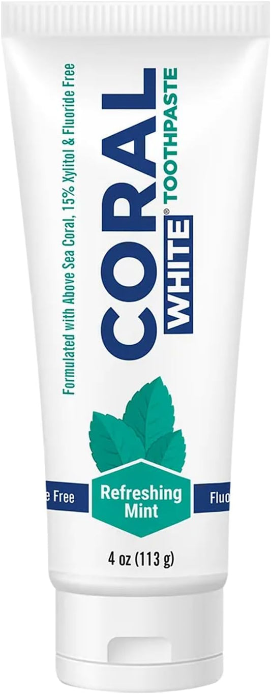 Coral White - Coral White Mint Toothpaste Natural Fluoride SLS Free Coral Calcium Remineralizing Toothpaste 4 Ounce