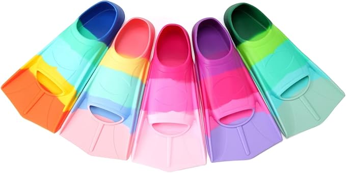 Kids Swim Fins,Short Kids Fins Youth Swimming Flippers for Lap Swimming Training for Children Girls Boys Beginners-StrideForce Fitness