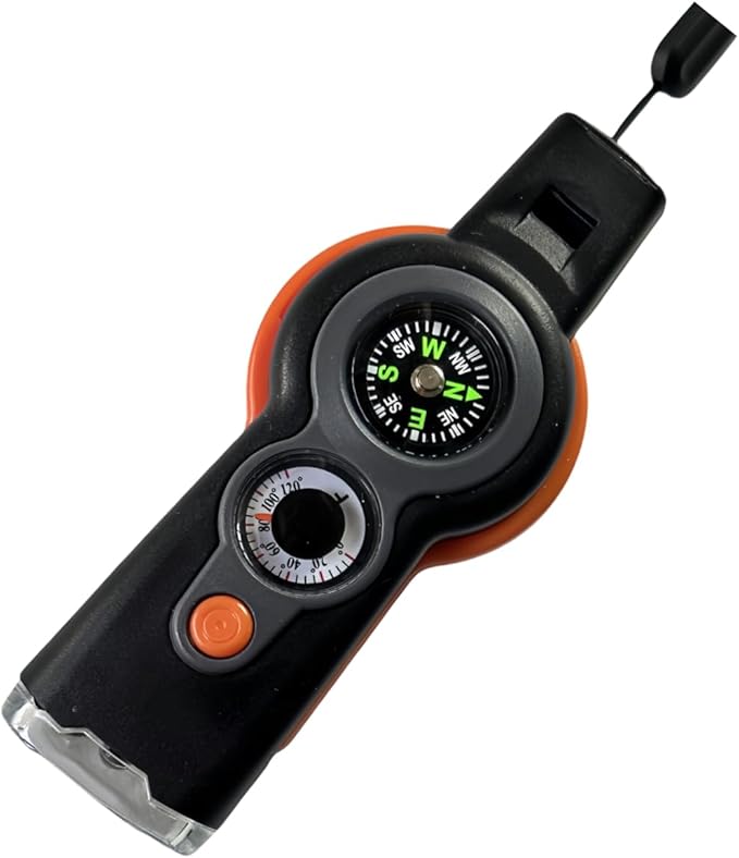 7 in 1 Emergency Survival Whistle with Compass, Outdoor Multi-Functional Hiking Safety Tool with Lanyard-StrideForce Fitness