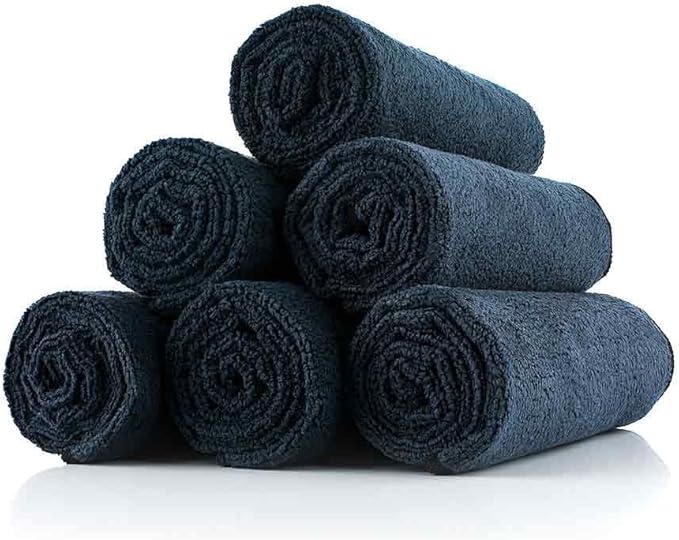 The Rag Company Microfiber Spa and Yoga Towel - Soft and Absorbent Towel for Gym, Spa, Exercise, Hotel, and Resort Use - Dries Fast - 16x27 inches, Midnight, 6-Pack-StrideForce Fitness