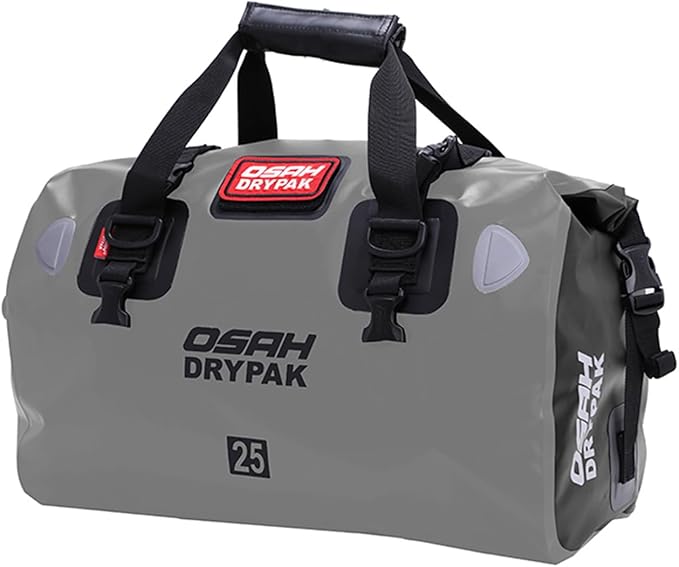 Waterproof Duffel& Luggage Bag - Motorcycle Dry Bag Tail Saddle Bags with Roll Top Closure,Large Storage Space,for Camping, Kayaking, Fishing & Traveling(Grey, 25L)-StrideForce Fitness