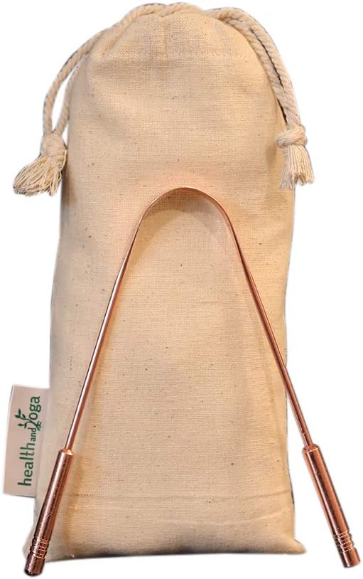 HealthAndYoga™ qSwipe Copper Tongue Cleaner Scraper - Hygienic, Non-Synthetic Grip – Tongue Brush Cleaner (Copper - 1-Pack)